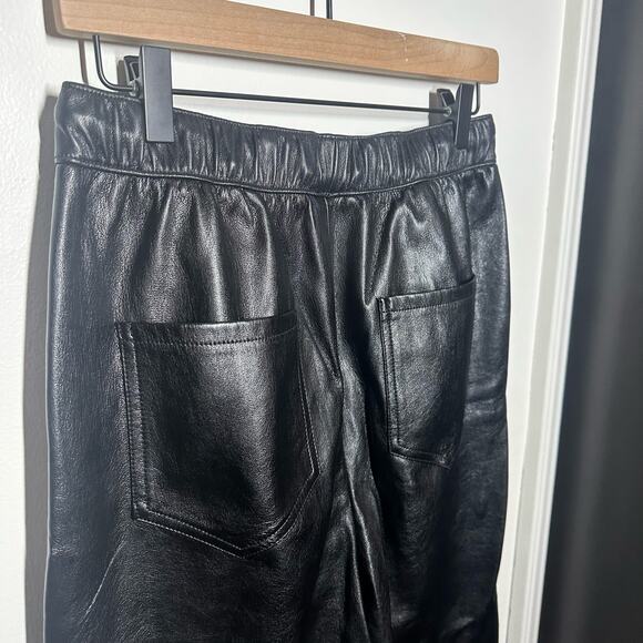 Zara Women's Black Faux Leather The Weekend Drawstring Pants Size Small - Picture 8 of 16